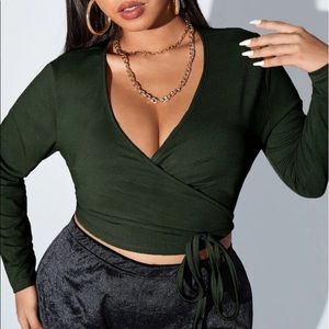 shein plus knot side wrap top